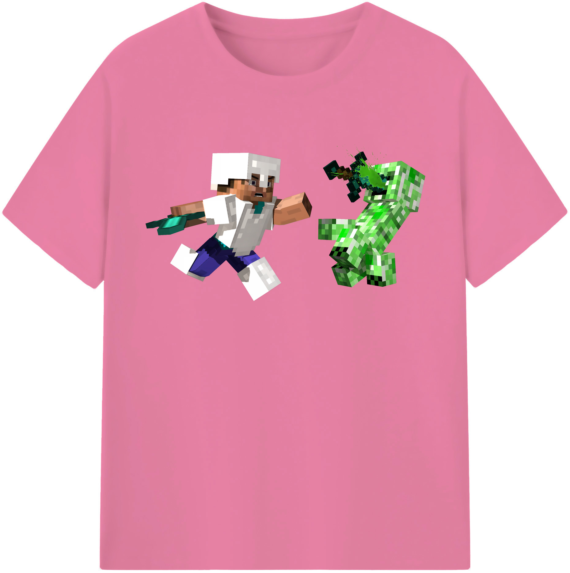 （画像用） マインクラフト ブロックの世界 Minecraft MC Block world 綿100％半袖Tシャツ（フロントプリント）